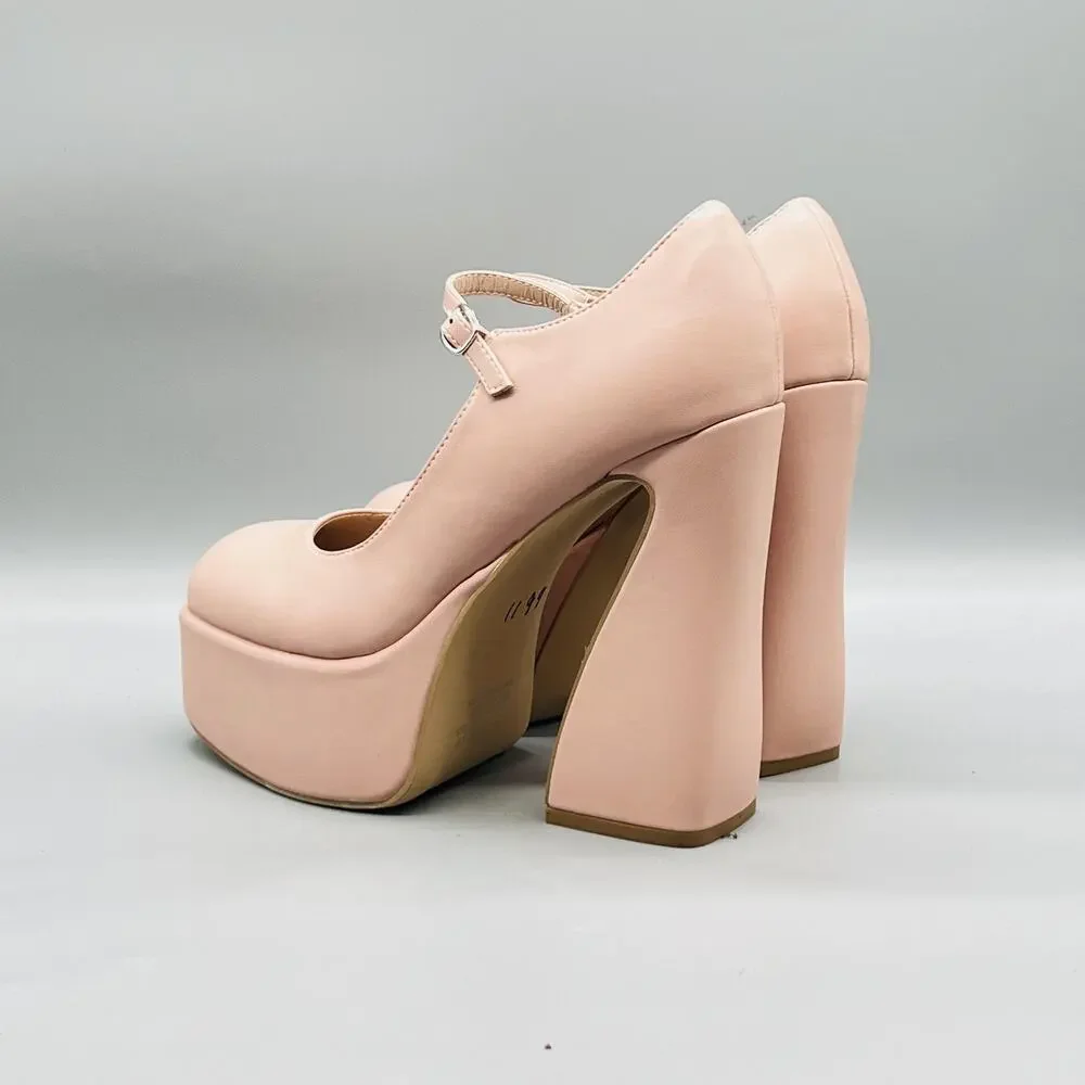Madden Girl Shoes Womens 8.5 Pink Khloie Platform Block Heel Round Toe Pumps - Picture 5 of 11